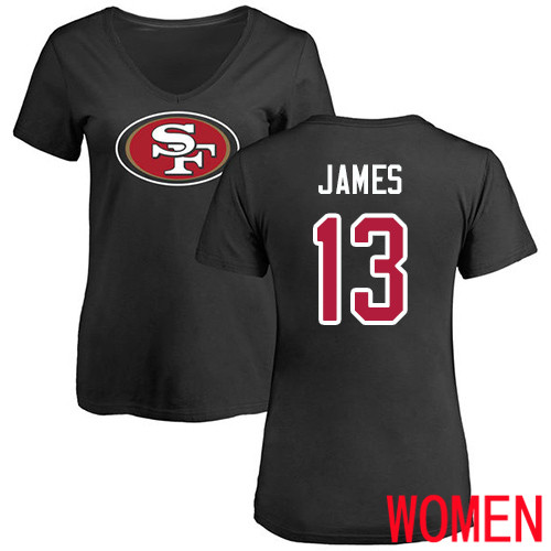San Francisco 49ers Black Women Richie James Name and Number Logo #13 NFL T Shirt->women nfl jersey->Women Jersey